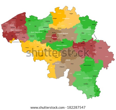a large detailed map of belgium with all districts and main cities