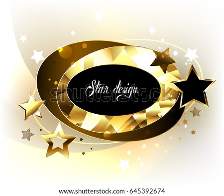 Dynamic Oval Polygonal Golden Banner Gold Stock Vector 