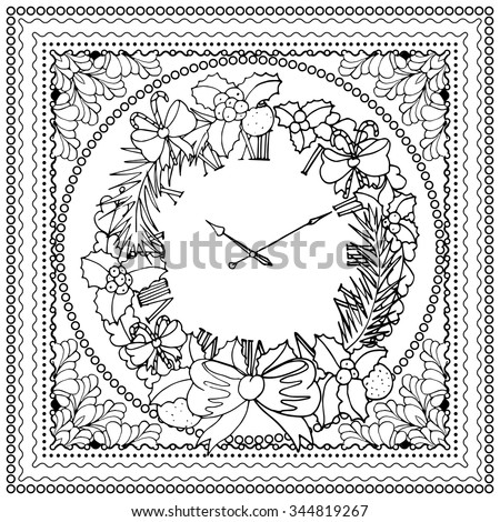 Black Vector Mono Color Illustration Merry Stock Vector