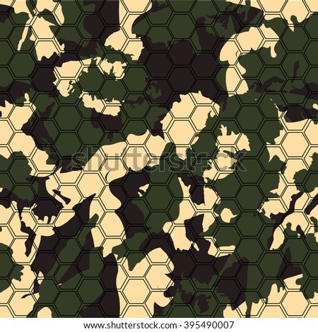 Hexagonal Camouflagevector Digital Hexagon Camo Seamless Stock Vector ...