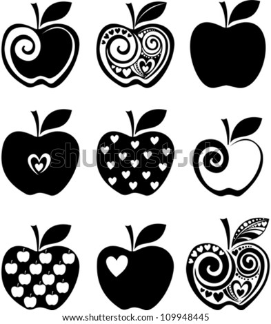set of apple icon isolated on white background. Vector illustration