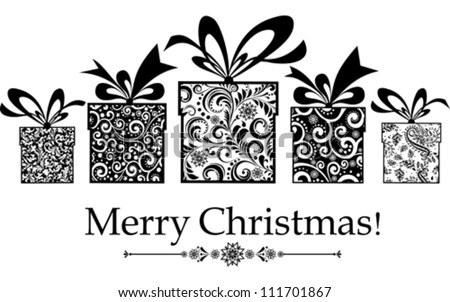 Christmas Card Gifts Box Ribbon Vector Stock Vector 111701867 ...