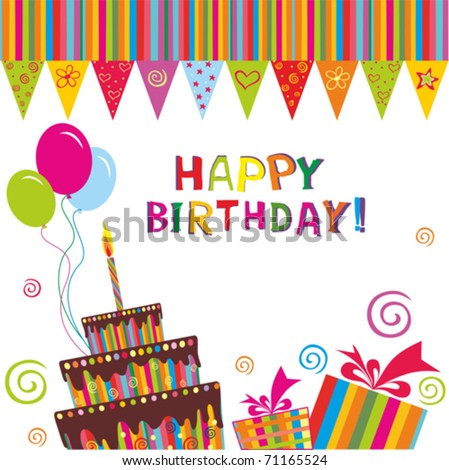 تعالوا نحتفل بعيد ميلاد الغاليه أمينه موسي Stock-vector-birthday-cake-card-71165524