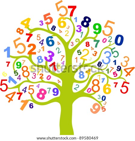 Abstract Tree Black Letters Numbers Isolated Stock Vector 84650017 ...