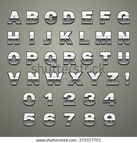 Silver Metallic Bold Fonts Stock Vector 219317701 - Shutterstock