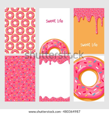 Set Bright Food Cards Set Donuts Stock Vector 480364987 - Shutterstock