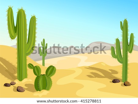 cactus in the desert. natural background. vector illustration