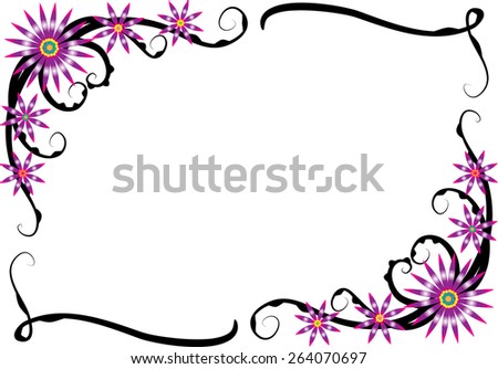 Vector Purple Flowers Border Stock Vector 264070697 - Shutterstock