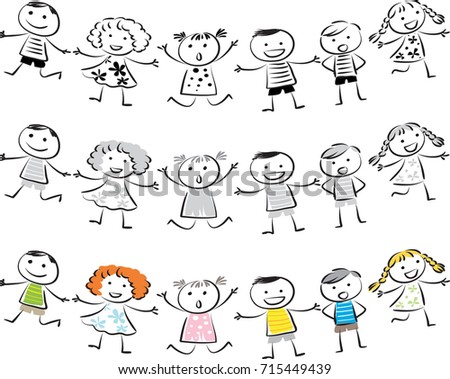 Happy Kid Cartoon Doodle Collection Stock Vector 135711410 - Shutterstock