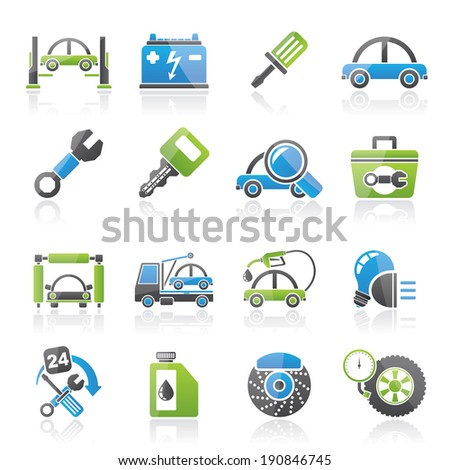 Car service maintenance icons - vector icon set - stock vector