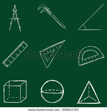 Vector Set Sketch Geometry Icons Chalk Stock Vector (Royalty Free