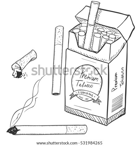 Vector Sketch Pack Cigarettes Premium Tobacco Stock Vector 451351579 ...