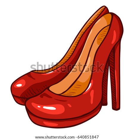 Vector Red Women High Heels Shoes Stock Vector 640851847 - Shutterstock