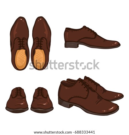 Vector Set Cartoon Brown Classical Shoes Stock Vector 688333441 ...