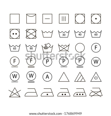 Set Washing Symbols Laundry Icons Isolated Stock Vector 142831879 ...