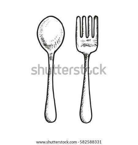 Spoon Fork Vector Sketch Icon Isolated ìŠ¤í†¡ ë²¡í„° 467766191 - Shutterstock