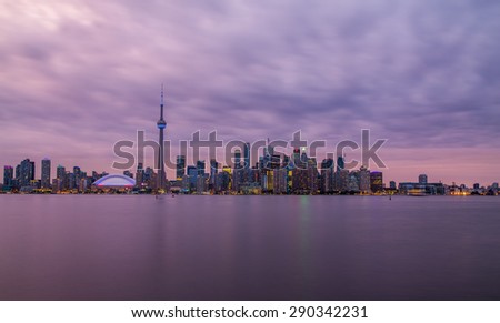 Toronto Skyline Purple Light Toronto Ontario Stock Photo 524925712 ...