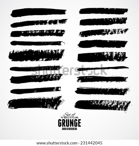 Set Black Paint Ink Brush Strokes Stock Vector 581874139 - Shutterstock