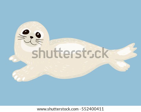Cute Baby Seal Cartoonvector Illustration Isolated Stock Vector