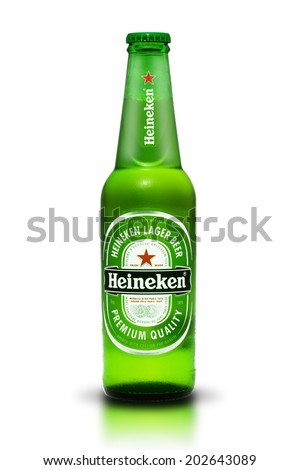 Thailand, Bangkok - July 3, 2014 Heineken Lager Beer is the flagship product of Heineken International which owns over 125 breweries in more than 70 countries