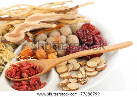 Chinese traditional herbs or medicine close up