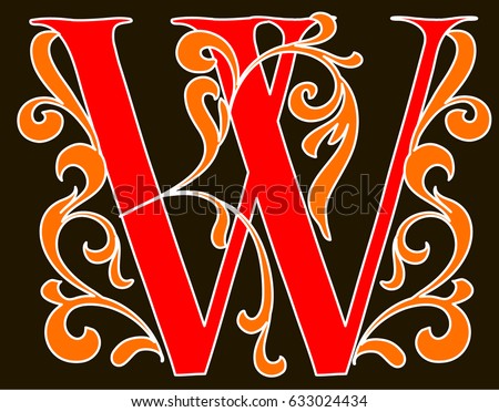 capital letter w large letter illuminated stock vector 2018 illuminated letter w