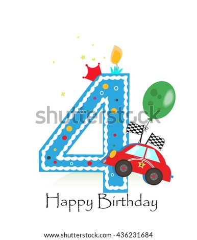 Download Happy Fourth Birthday Candle Baby Boy Stock Vector ...