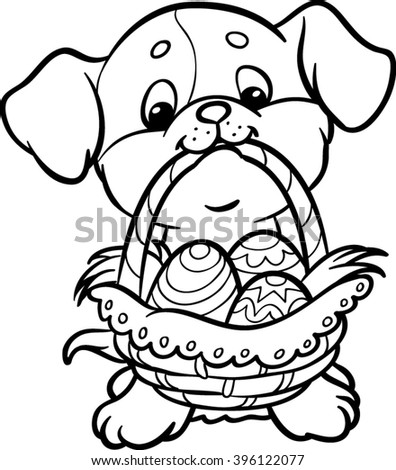 puppy easter eggs coloring stock vector 396122077