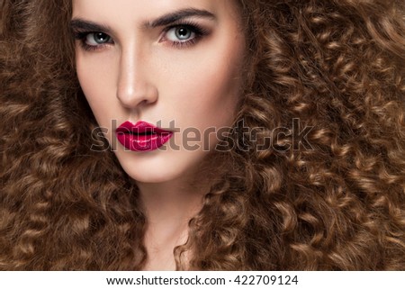 Beauty Young Woman Curly Big Long Stock Photo 422709124 Shutterstock