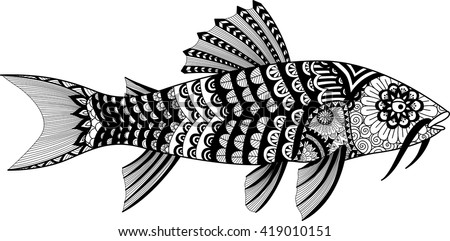 Hand Drawn Pig Coloring Book Adult Stock Vector 459388477