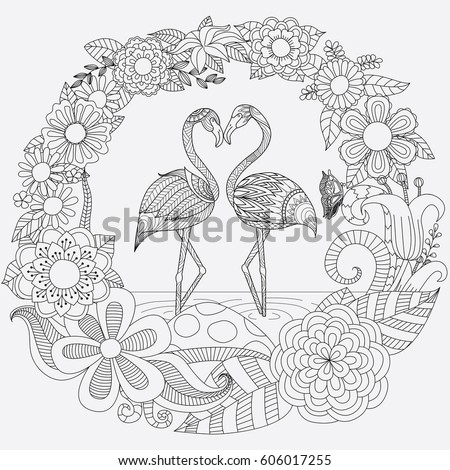 flamingos coloring pages for adults sketch templates