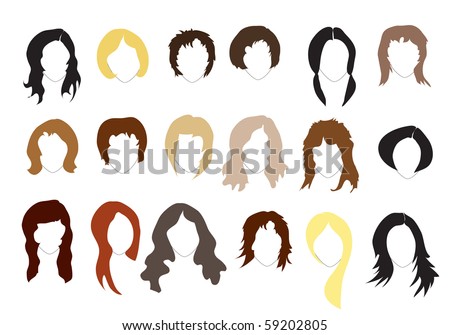 Woman Hair Icons Set Hairstyle  Haircut Stock Vector 