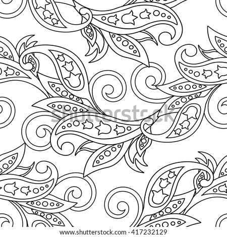 Seamless Paisley Background Hand Drawn Vector Stock Vector 164289989 ...