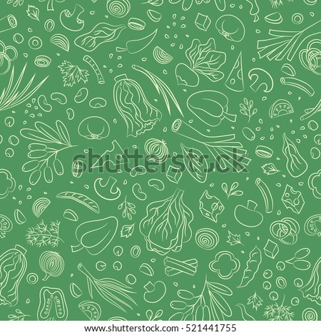 Veggie seamless pattern with vegetables. Food vector background