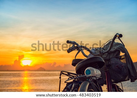 Sunrise and the bicycles at Nha Trang beach