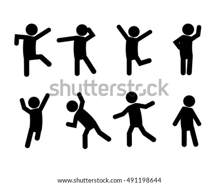 action figure icon vector Stick Posture Body Stock Person Basic People Vector