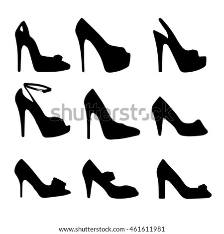 Nine Silhouette High Heels Stock Vector 116726110 - Shutterstock