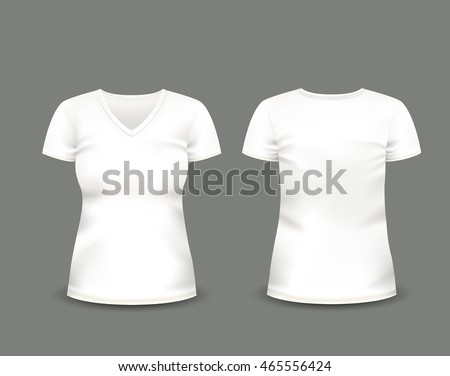 Download Womens White Tshirt Short Sleeve Vneck Stock Vector ...