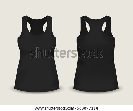 Download Womans Black Sleeveless Tank Top Front Stock Vector ...