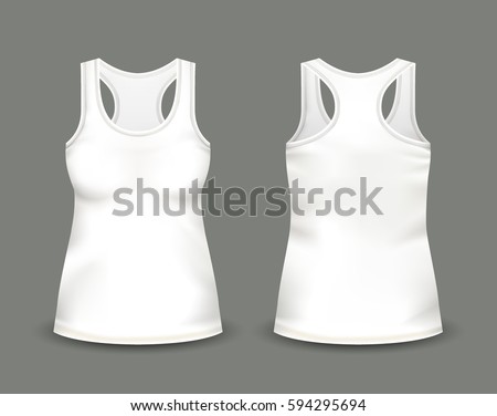 Download Womans White Sleeveless Tank Top Front Stock Vector ...