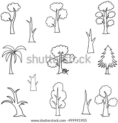 Trees Plants Icons Set Cartoon Vector Stock Vector 451943806 - Shutterstock