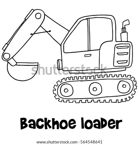 Backhoe Loader Hand Draw Vector Art เวกเตอร์สต็อก (ปลอดค่าลิขสิทธิ์