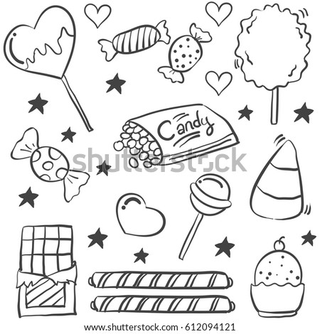 Sweets Candy Doodle Icons Stock Vector 109623185 - Shutterstock