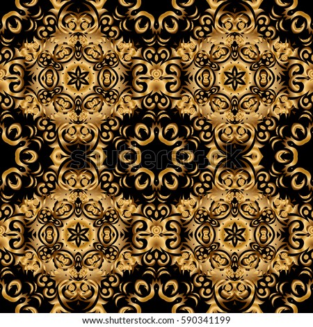 Damask Seamless Pattern Repeating Background Gold Stock Vector ...