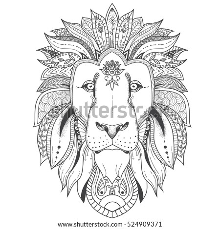 Vector Illustration Lion Tribal Mandala Patterns Stock Vector 524909371 ...