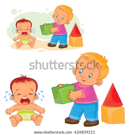 Set Four Cartoon Illustrations Kids Communication Stock Vector ...