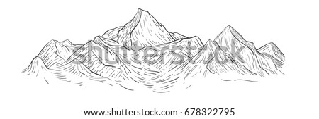 Hand Drawn Mountain Ridge Sketch Isolated Stock Vector 603055883 ...