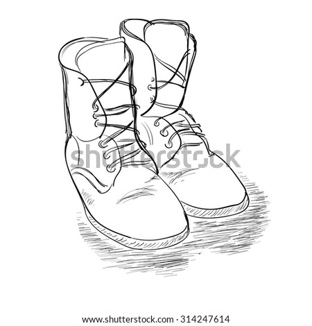 Hand Drawn Combat Boots Stock Vector 314247614 - Shutterstock