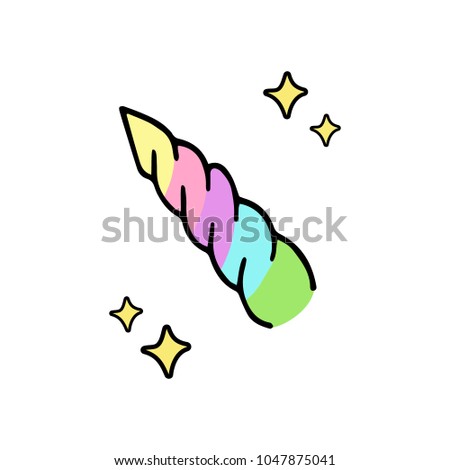 rainbow colorful magical unicorn horn sparkles stock