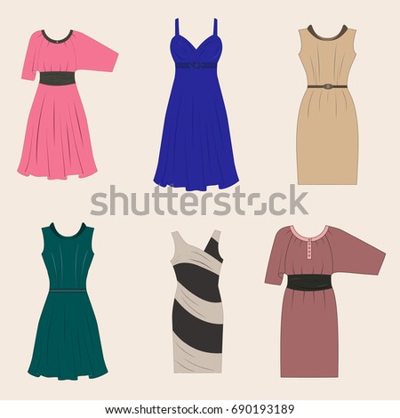 Fashion Dressdifferent Styles Little Black Party Stock Vector 300710144 ...